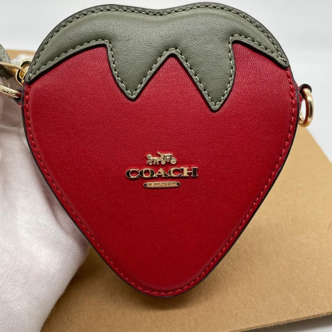 新品未使用 COACH コーチ ストロベリー コインケース ミニショルダー