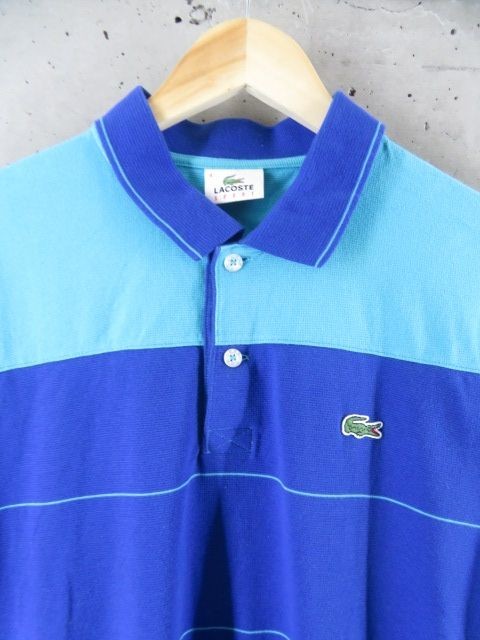 【送料300円可】014c26◆良品です◆LACOSTE ラコステ 半袖ボーダーポロシャツ 4/ジャケット/ゴルフ/アメカジ/メンズ/男性/紳士_画像3