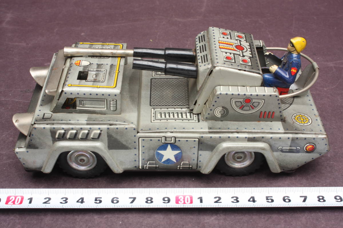 4054 当時物 レア品 ヴィテージ 貴重 約20㎝ 三恵玩具 ブリキ おもちゃ ブリキ 戦車 1960年代 Kマーク 日本製