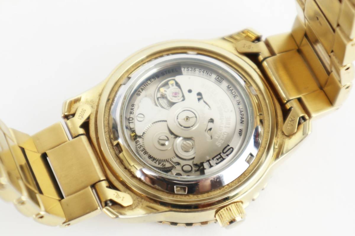 セイコー5 SEIKO5 SPORTS 7S36-04N0 自動巻き ゴールドカラー 裏スケ