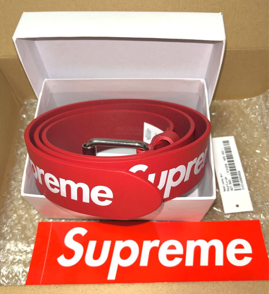 お値下げ中^ ^!【新品・未使用】 Supreme Repeat Leather Belt + T