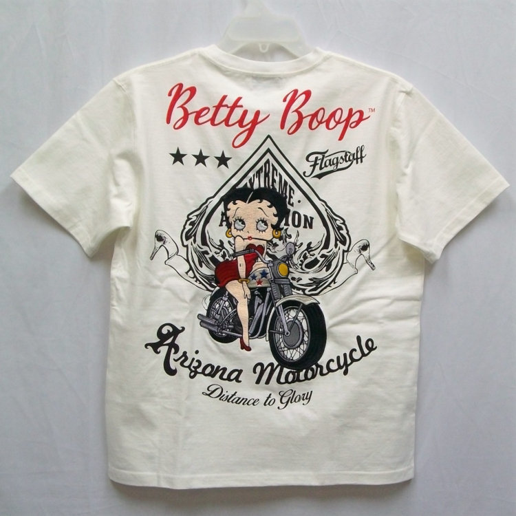 BETTY BOOP ベティブープxFLAGSTAFFコラボ半袖Tシャツ 432020 ホワイト XL LL 2L アメカジ バイカー バイク キャラクター アメコミ