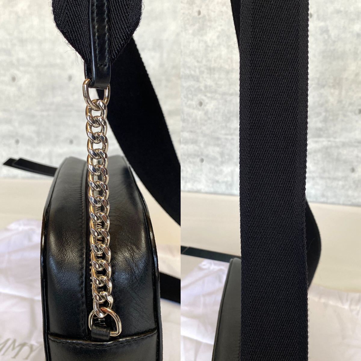 美品 JIMMY CHOO ジミーチュウ MALLEY ハンド シルバーチェーン クロスボディバッグ ショルダーバッグ レザー 斜め掛け可能 イタリア製