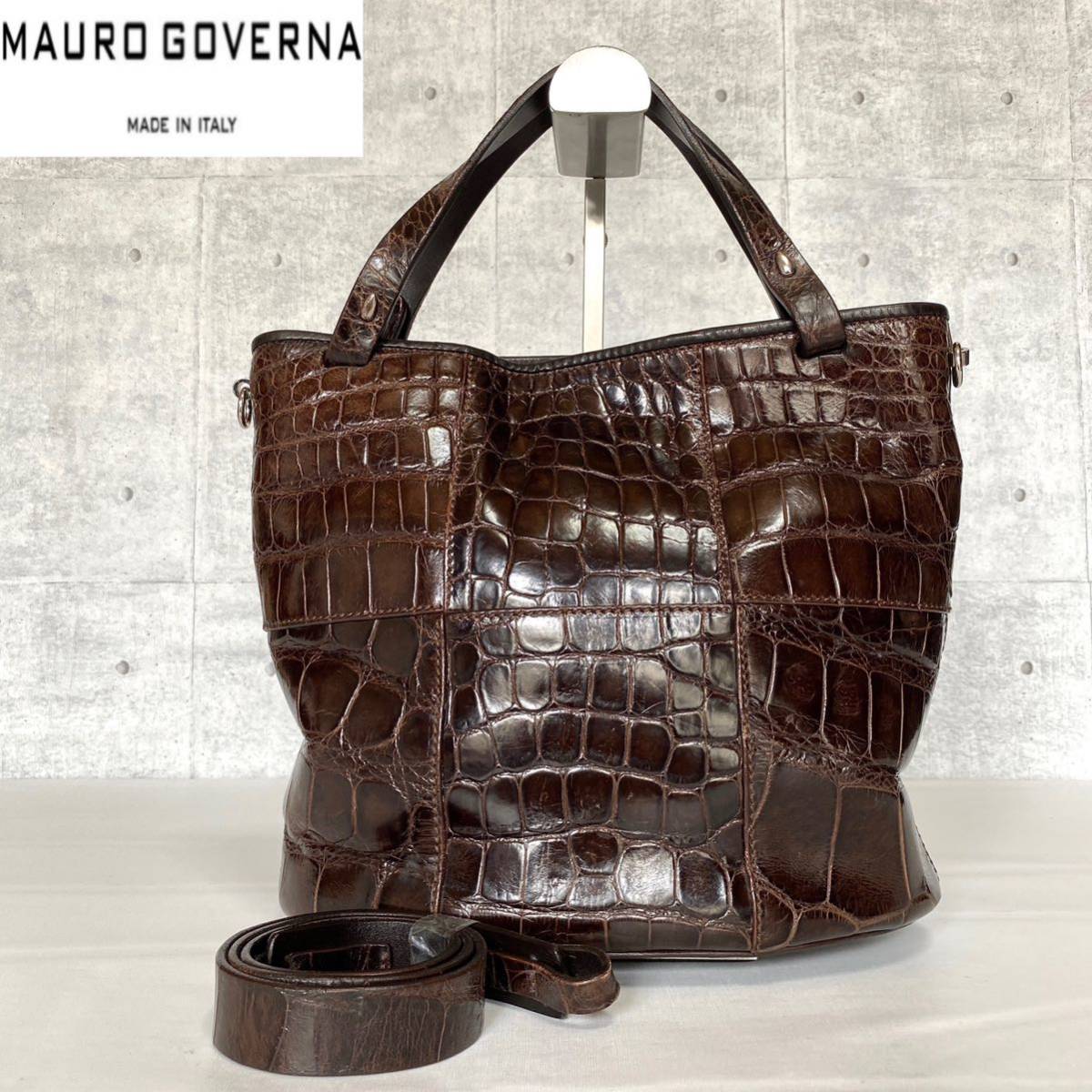 最終価格 クロコダイル バッグ MAURO GOVERNA マウロゴヴェルナ