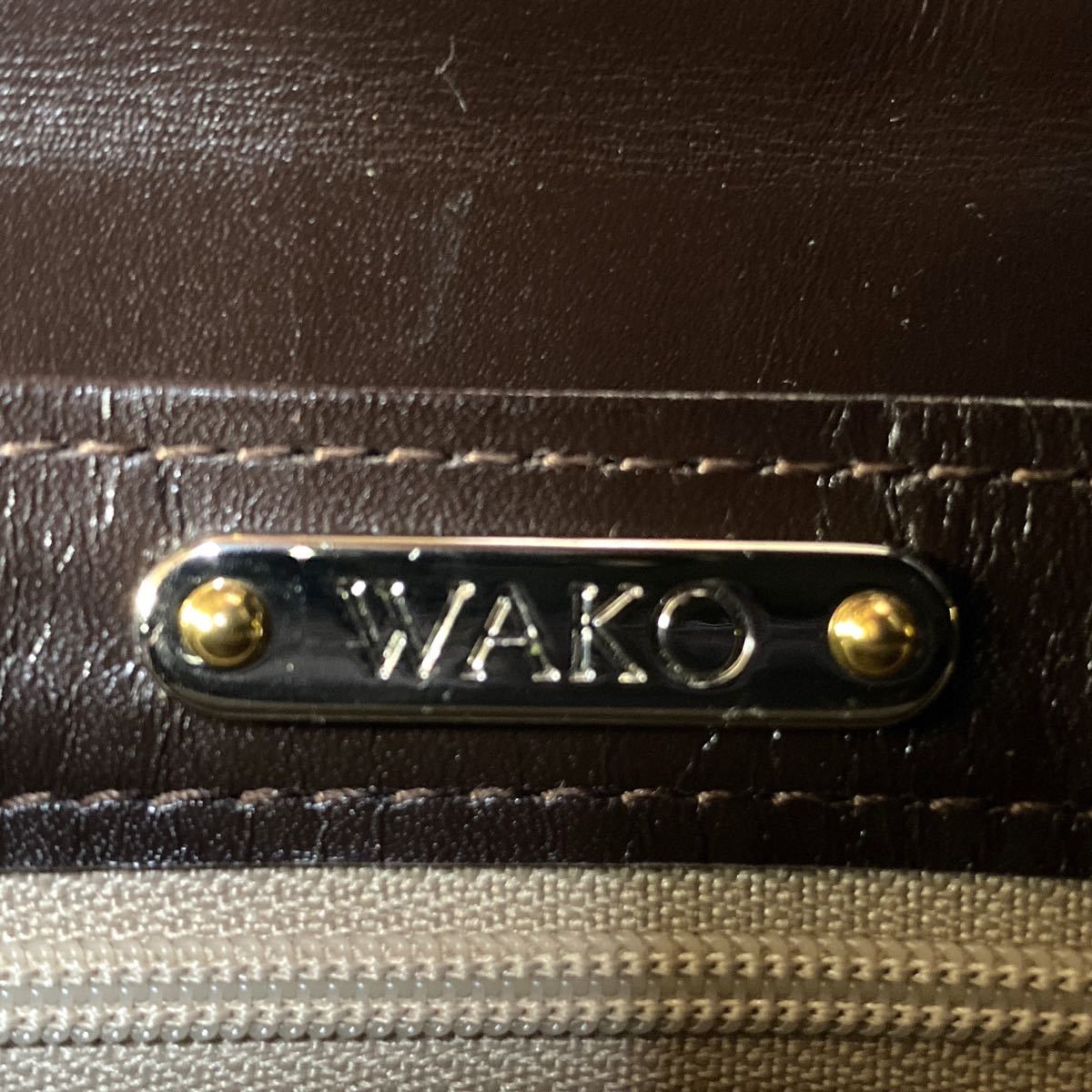 極美品 WAKO ワコウ 銀座 和光 定価12万 ダークブラウン カーフレザー