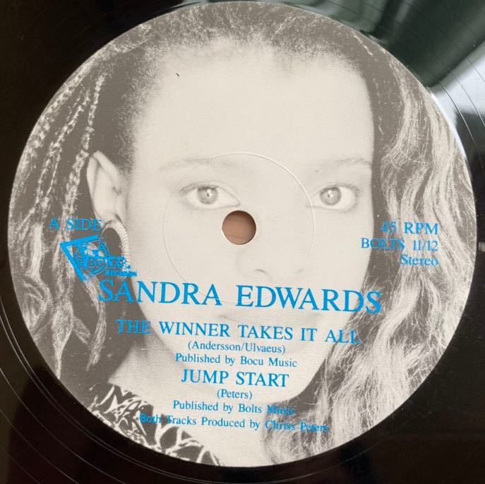 12’ 稀少盤 Sandra Edwards レコード / The Winner Takes It All BOLTS 11/12_画像3