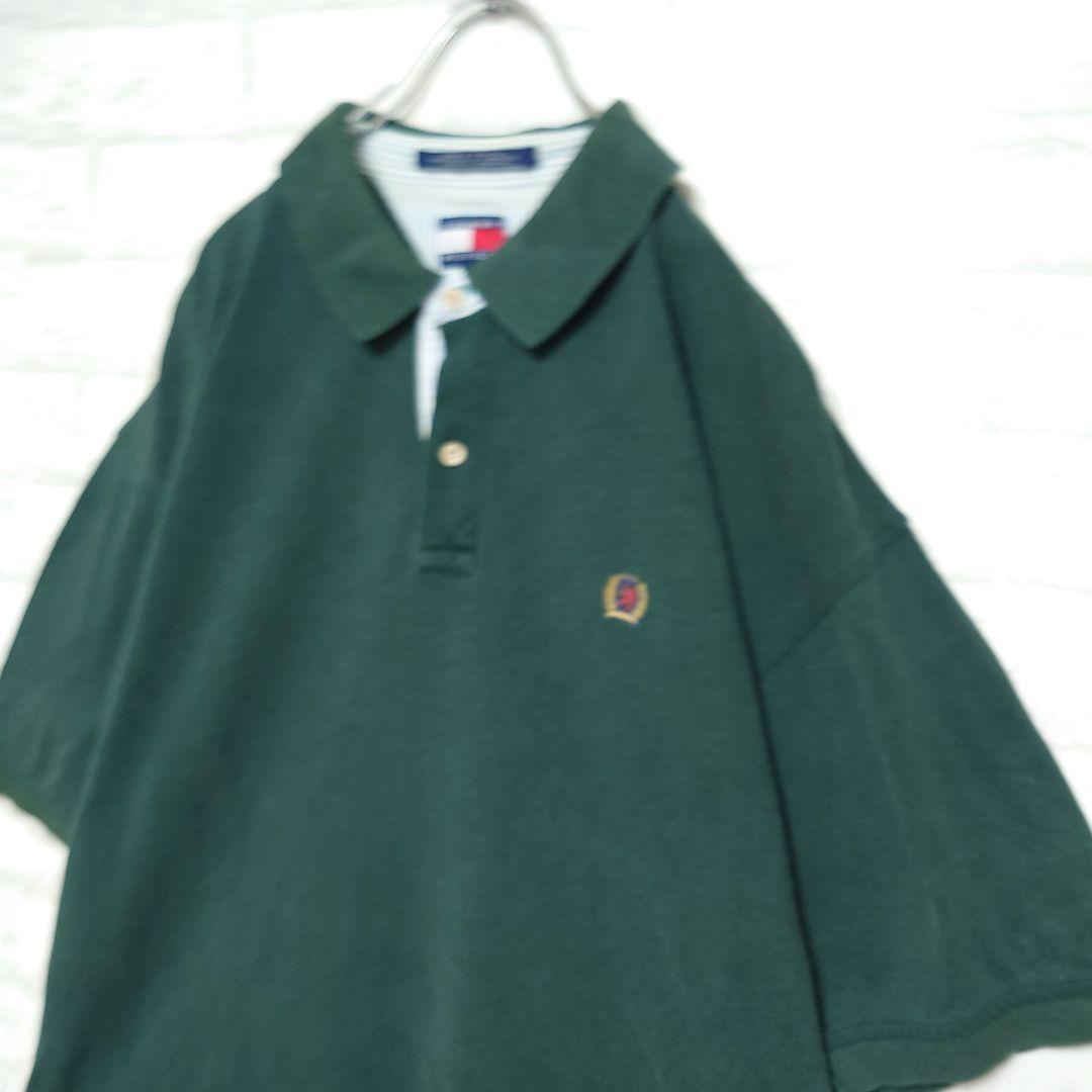 トミーヒルフィガー TOMMY HILFIGER 90s 刺繍ポロシャツ ワンポイント グリーン 3XL_画像5