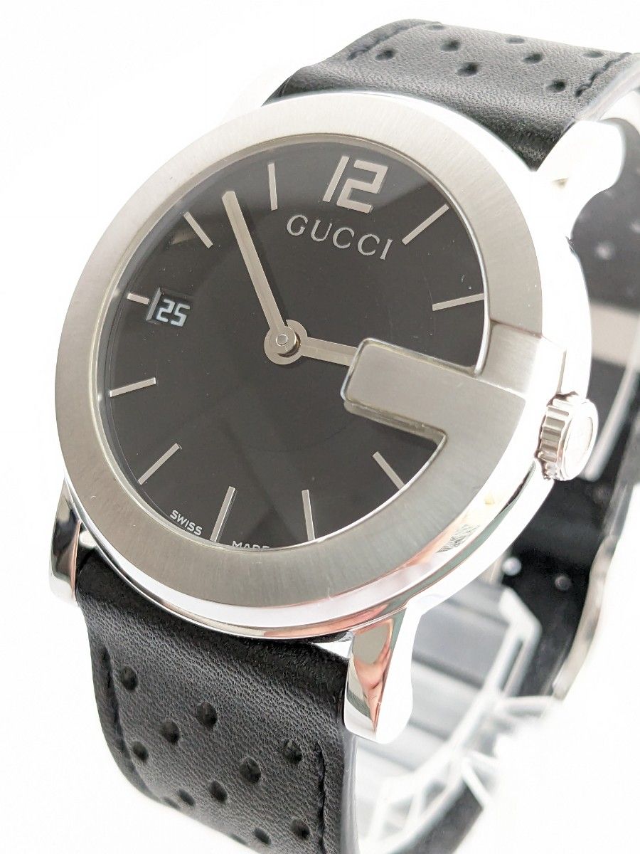 箱付き グッチ GUCCI ボーイズ 男女兼用 デイト黒文字盤 クオーツ