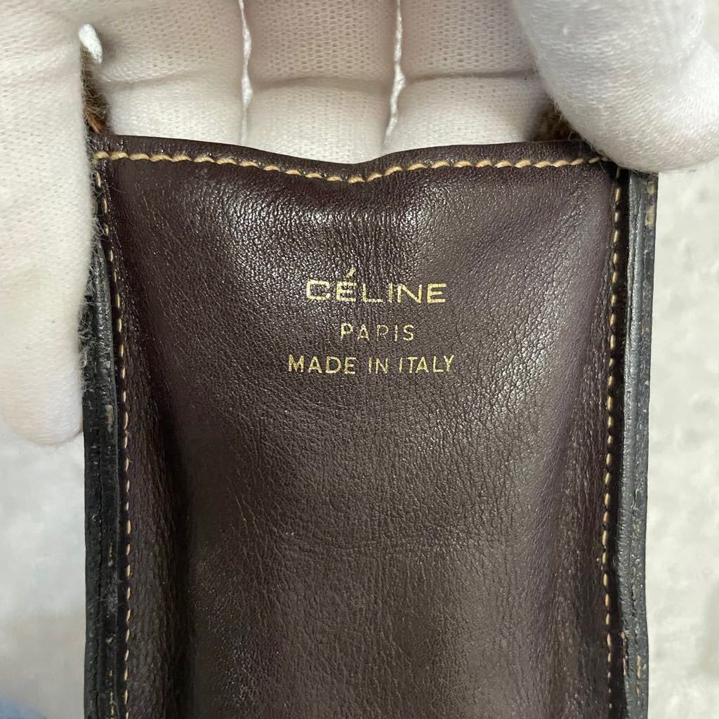 【308】 セリーヌCELINE マカダム柄 総柄 Cマカダム バニティ ポーチ ミニバッグ クラッチバッグ レザー 本革 キャンバス 良品 匿名配送_画像7