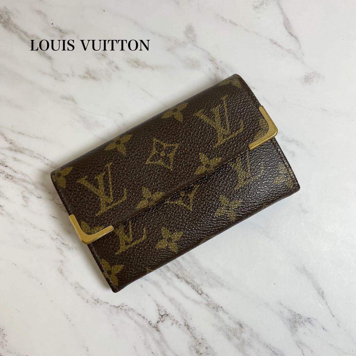 【305】 ルイヴィトン LOUIS VUITTON モノグラム 二つ折り財布 スリムウォレット ヴィンテージ フランス製 メンズ レディース 男女兼用_画像1