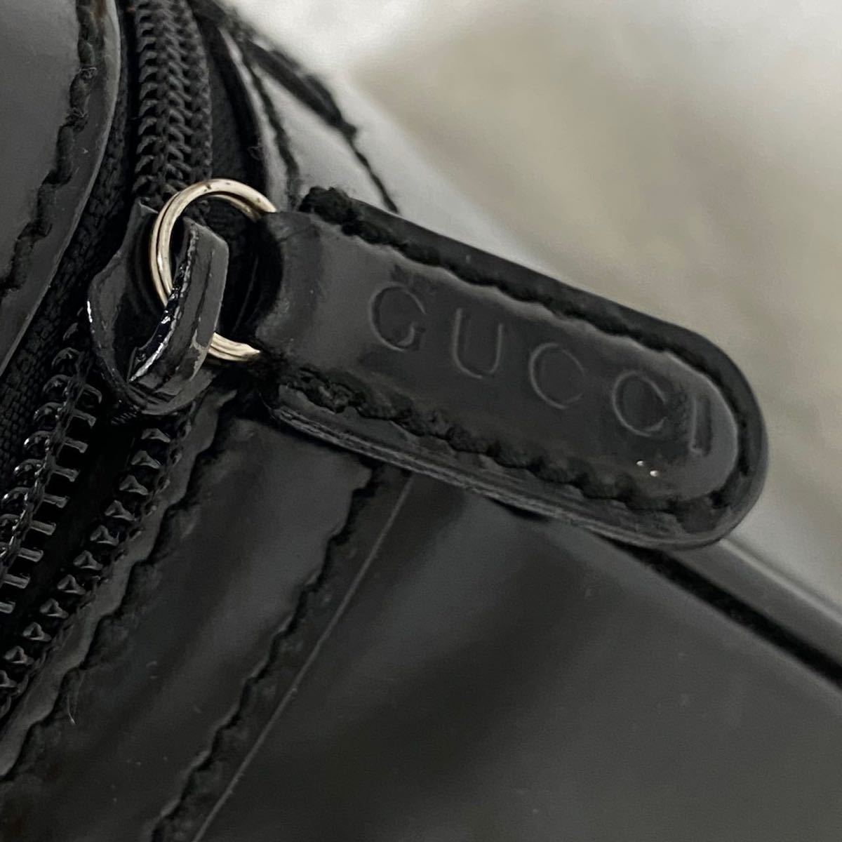 20-170】GUCCI グッチ バンブー エナメル レザー パテント 本革