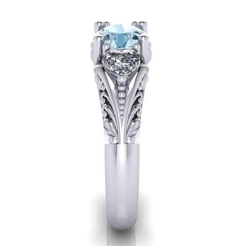 463 シルバー リング アクアマリン 結婚式 韓国 宝石 レディース