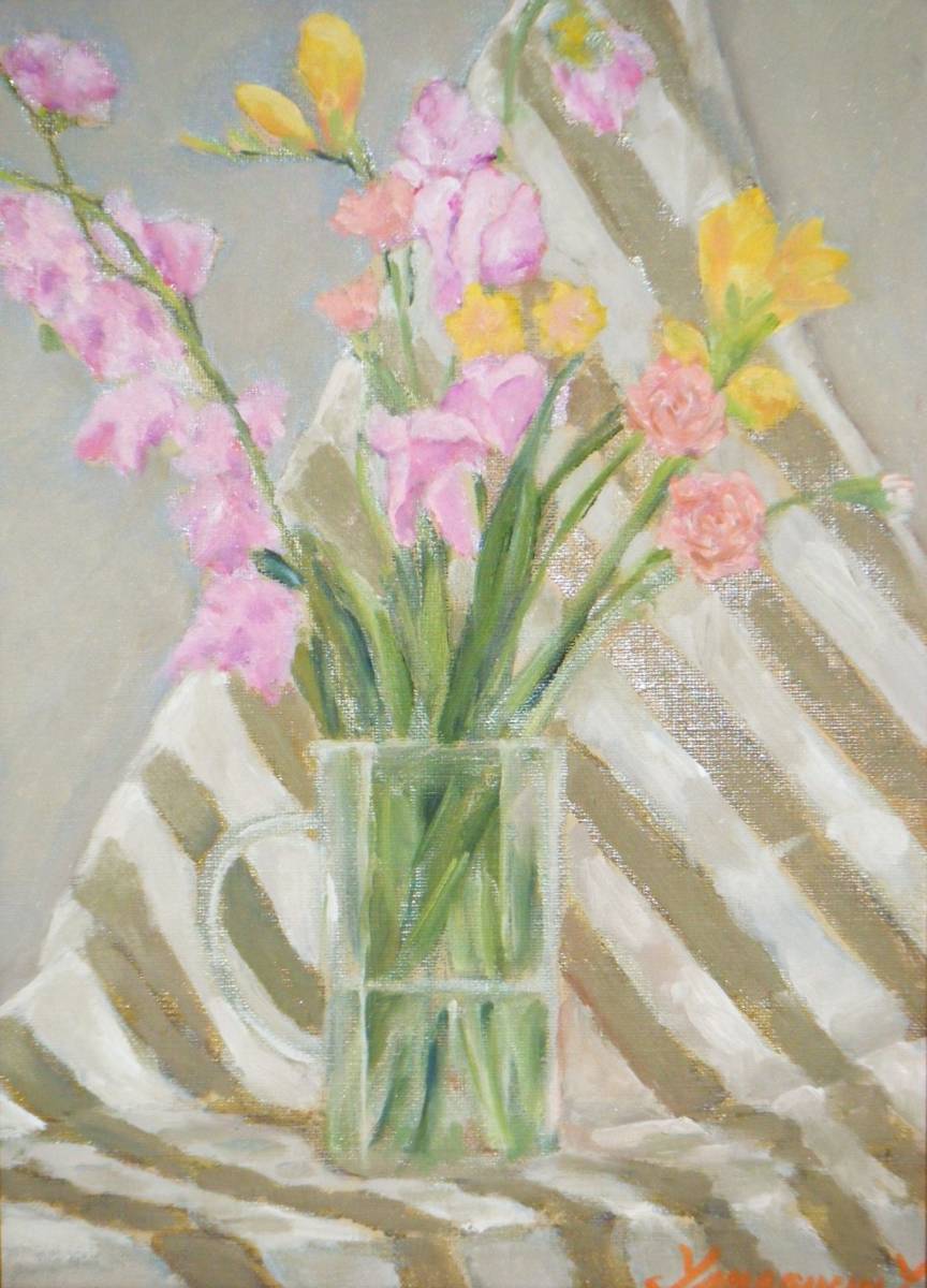 爆売りセール開催中 絵画 作者不詳 サイン有 油彩4号 花 J154 asakusa