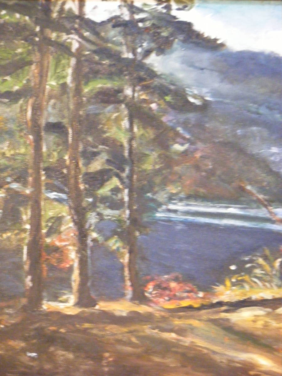 【真作】絵画　河合きよ　油彩6号　湖水　新世紀美術協会会員　美情景　M33_画像3