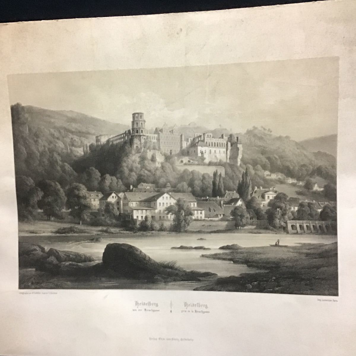  high Dell bell k castle HEIDELBERG copperplate engraving Germany E KIRCHNER amount none etching picture GERMANY