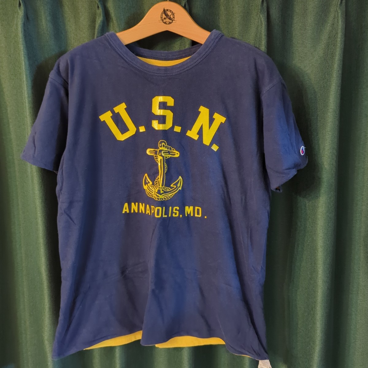 激レア チャンピオン USN リバーシブル Tシャツ M made in usa champion navy ネイビー アメリカ製 t1011 ミリタリー  リバースウィーブ