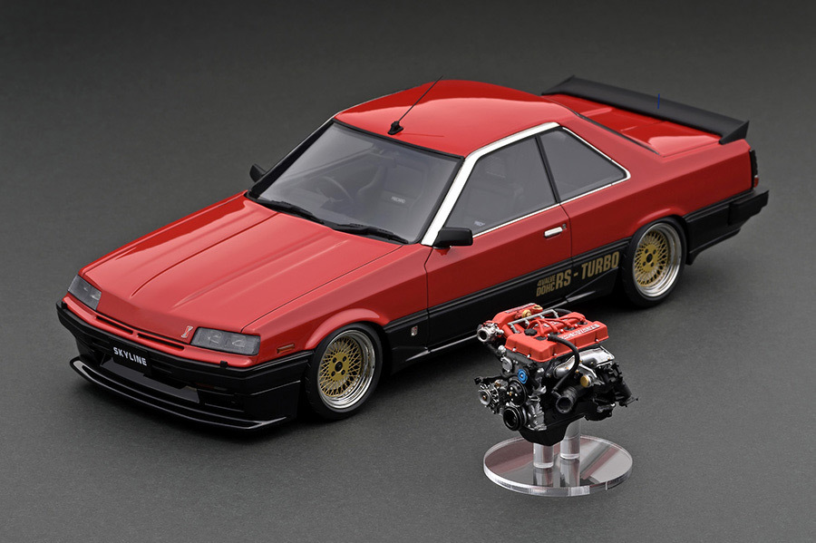 未開封新品/鉄仮面Ignition限定モデル「IG2439 1/18 Nissan Skyline 2000 RS-X Turbo-C (R30) Red/Black With Engine/FJ20ETエンジン付き