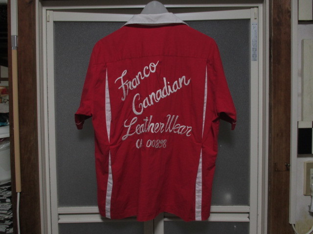 オールド ヴィンテージ ボウリングシャツ 赤×白 刺繍 LEATHER WEAR レザーウェア GREASE ROCKNROLL ROCKABILLY ROCKERS 1950’S