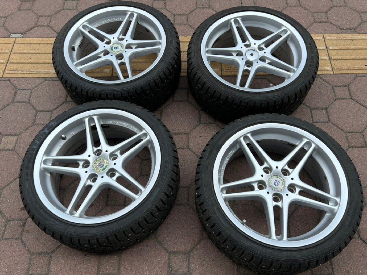 □ レーシングダイナミクス 18インチホイール 5-120 8J ET35 SAILUN ICE BLAZER 225/40R18 スパイクタイヤ バリ山！4本セット 札幌 T-1106_画像1