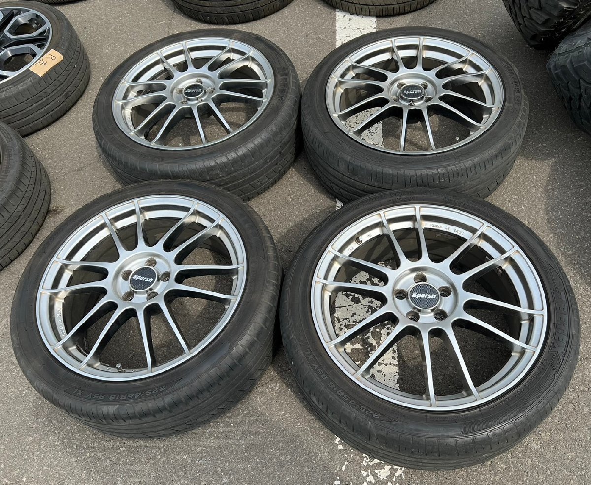 □ ENKEI Sporsh エンケイ 18インチホイール 7.5J 5-100 OFFSET50 ZEETEX 225/45R18 16年製 4本セット 札幌 T-1122 ★の画像1