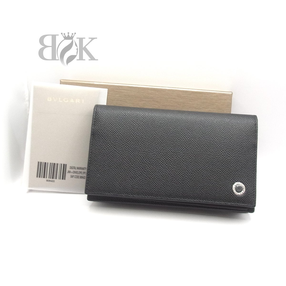 ブルガリ 二つ折り 長財布 30398 カード7 未使用 ブラック ○ www