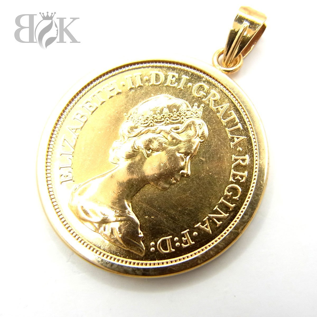 K ソブリン金貨ペンダントトップ K枠 8.7g 幅：約.6mm ゴールド