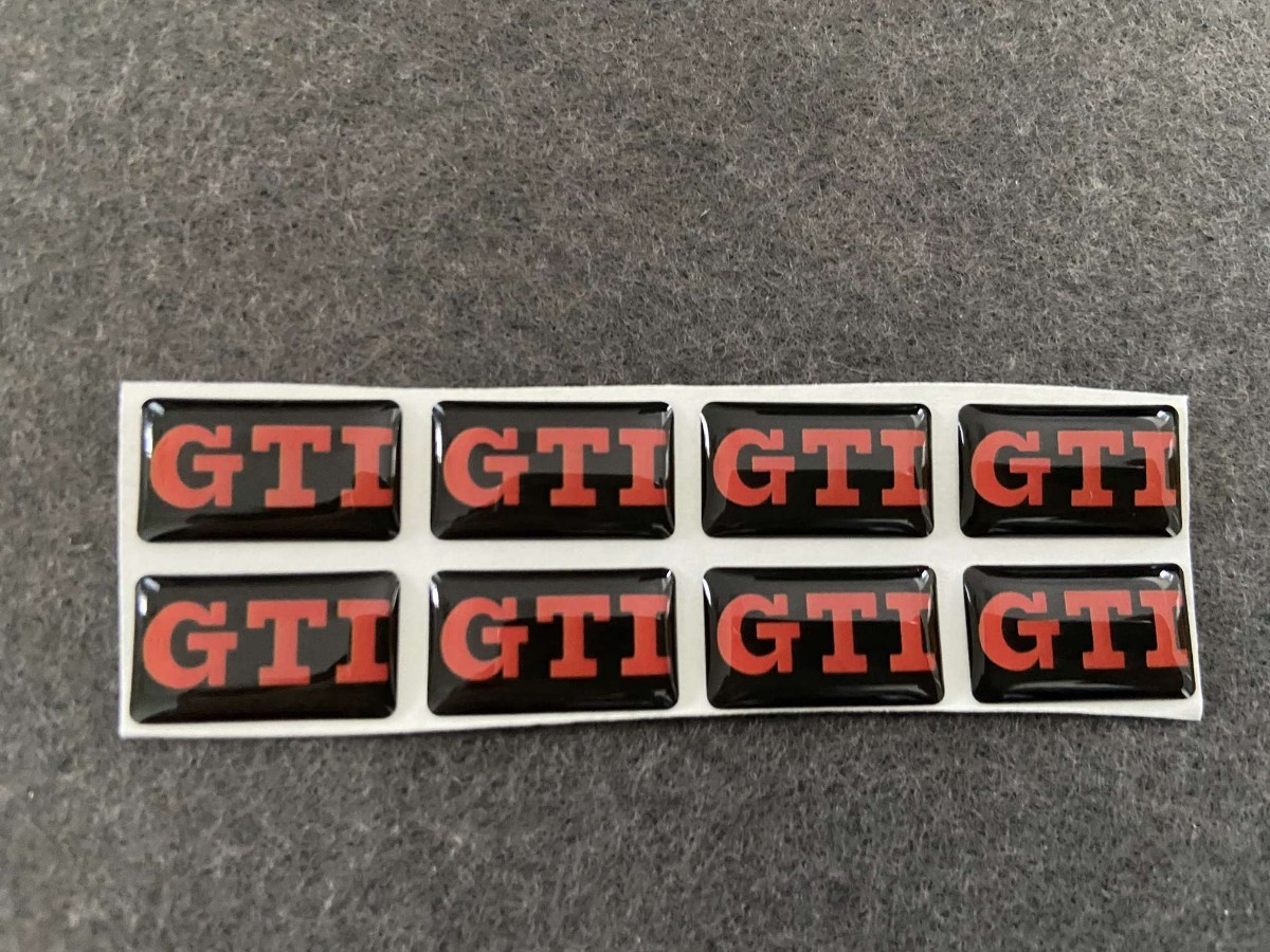 32★ GTI 用 8枚セット カーステッカー エンブレム シール プレート 硬質透明プラスチック 強粘着力 18ｘ10MM　送料無料_画像1