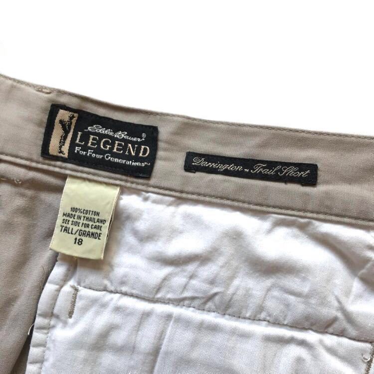 90s vintage Eddie Bauer LEGEND エディー?バウアー チノ カーゴ ショート パンツ beige size XL トレイル ショーツ ハーフ丈 黒タグ old