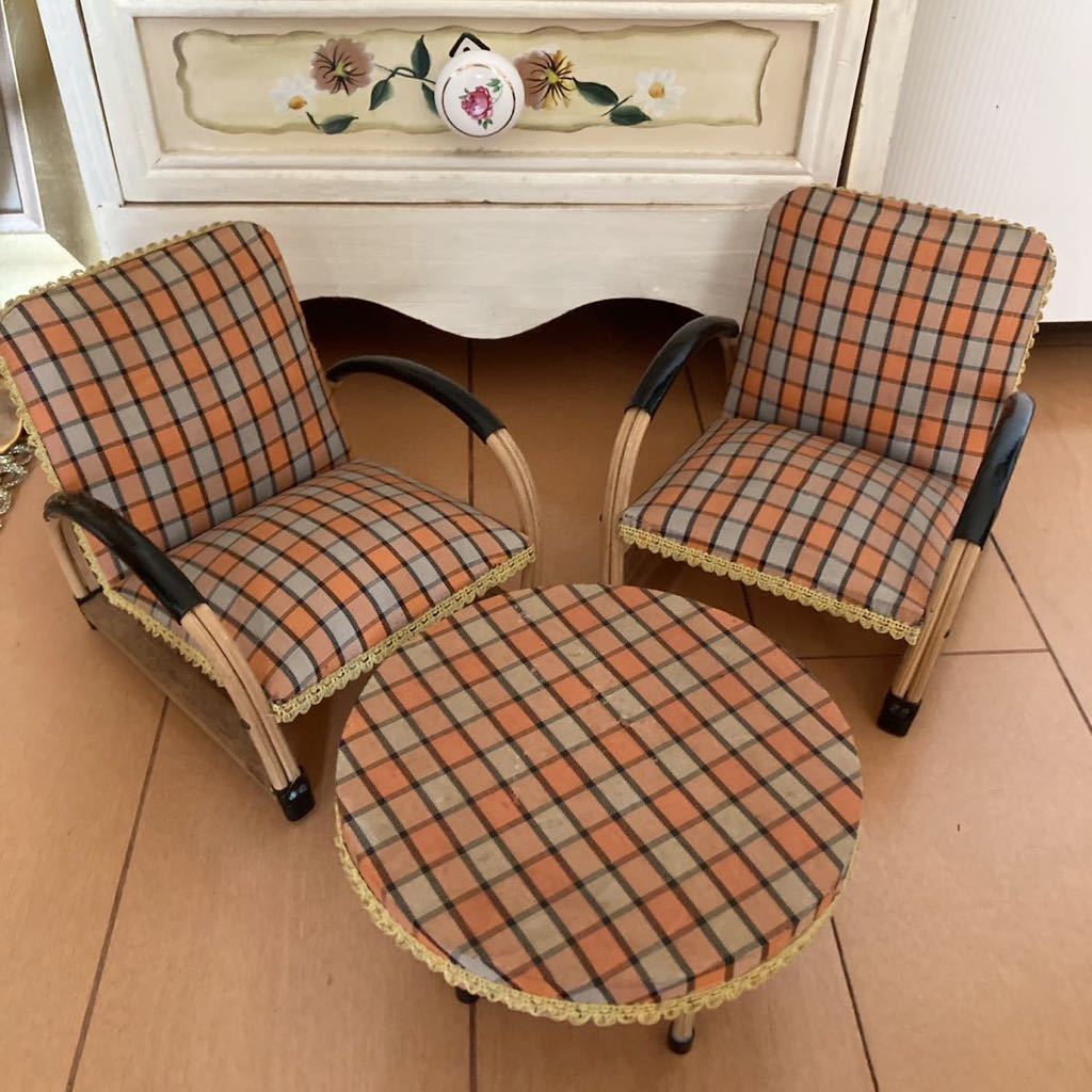 昭和レトロ ビンテージ 椅子とテーブル/おままごと/ミニチュア家具