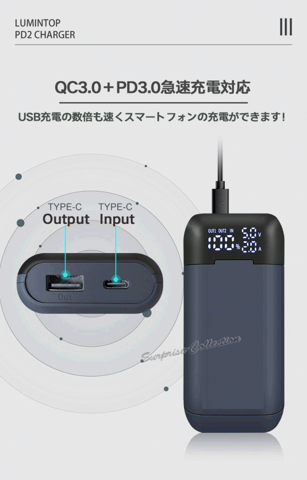 18650 charger 18700 charger 20700 charger 21700 charger PSE mobile battery PD3.0 QC3.0 sudden speed charge remainder amount display voltage display electric current display pd2