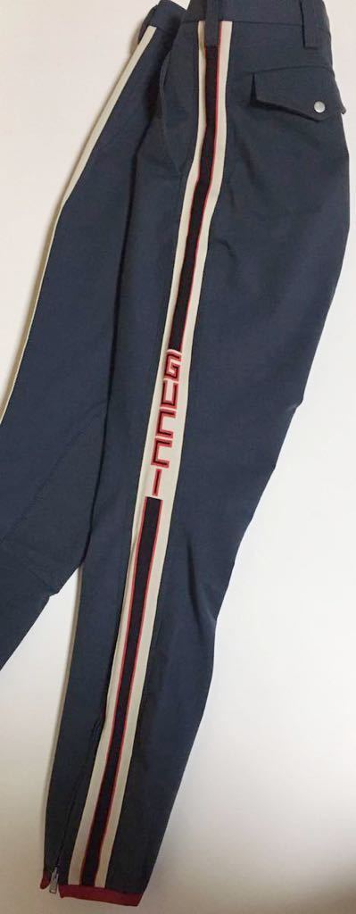 GUCCI ストライプ ギャバジン ストレッチ パンツ 46 GRAY グッチ シェリー ライン スキニー スリム デーパード pants skinny グレー 灰_画像3