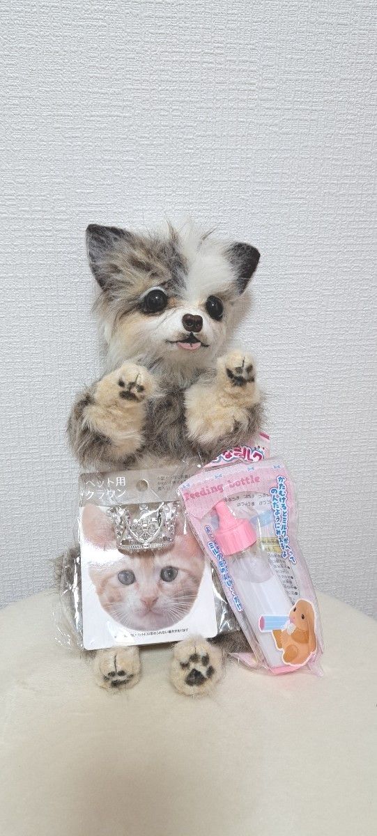 実物大 犬 チワワ ぬいぐるみ 羊毛フェルト ハンドメイド 等身大ロング