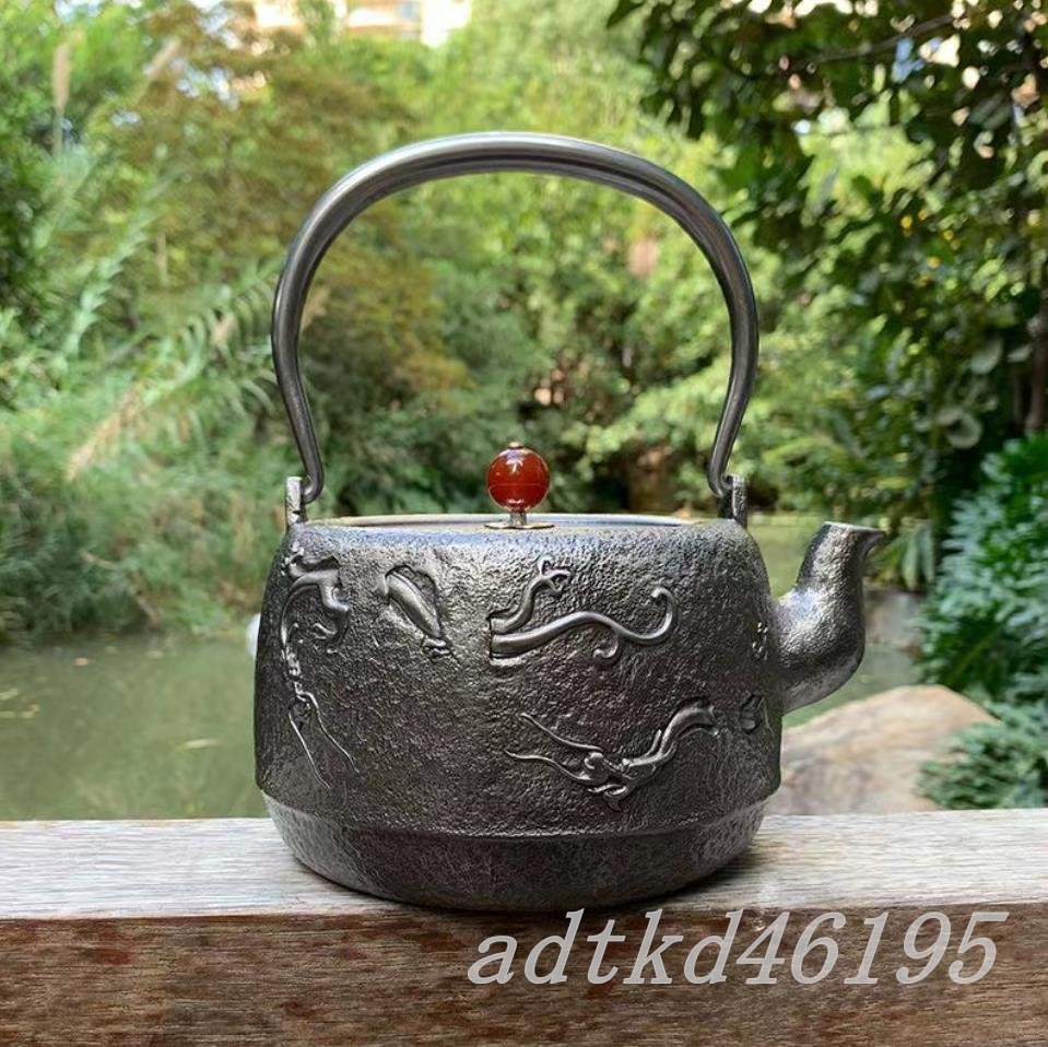 【25%OFF】 高品質 1.5L お茶の道具 やかんを沸かす 手作り鉄 コーティングなし 鉄壺 砂鉄 鉄瓶