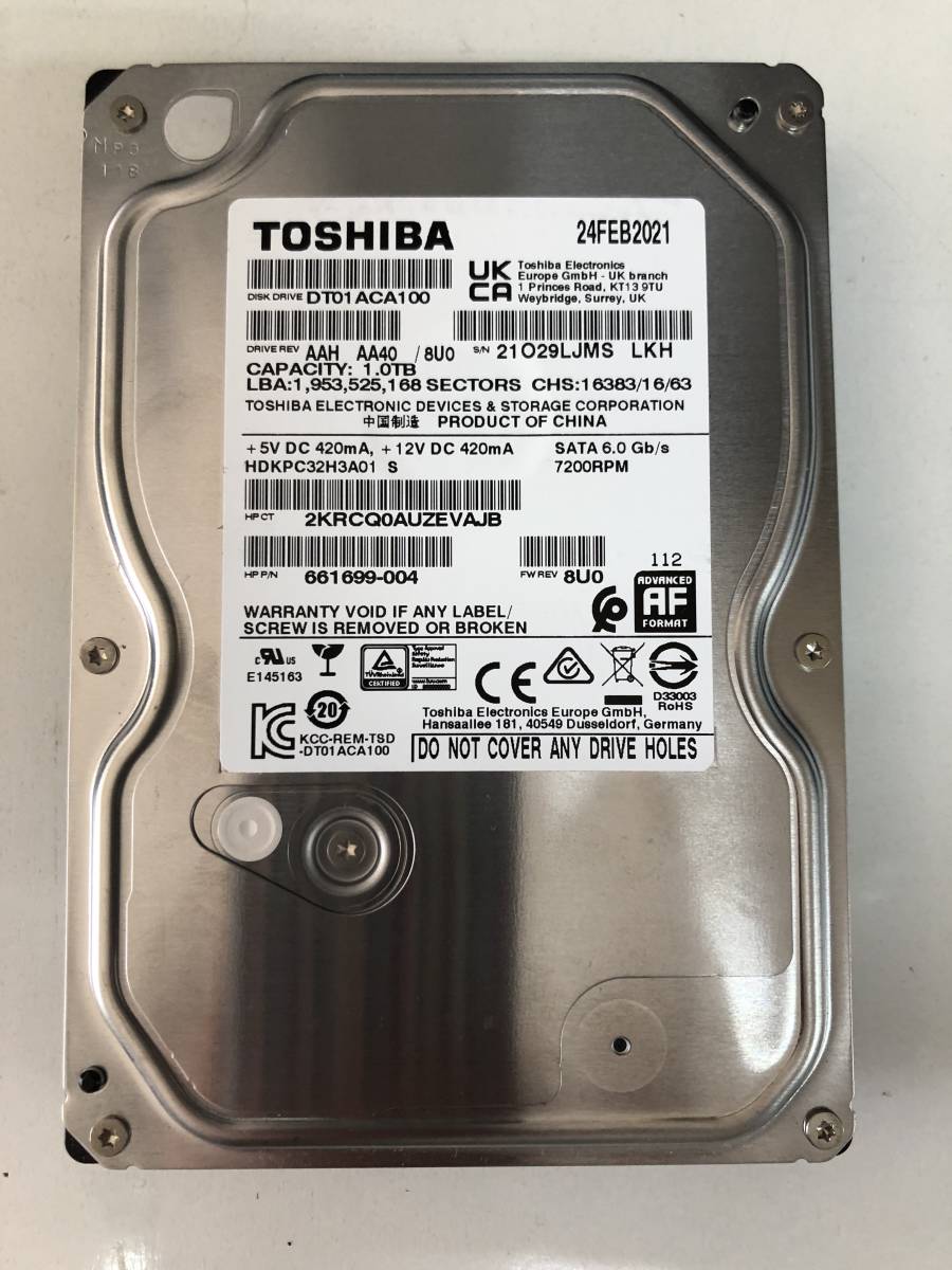 【即日発送】TOSHIBA 1TB 【DT01ACA100】 3.5インチ HDD　良品_画像1