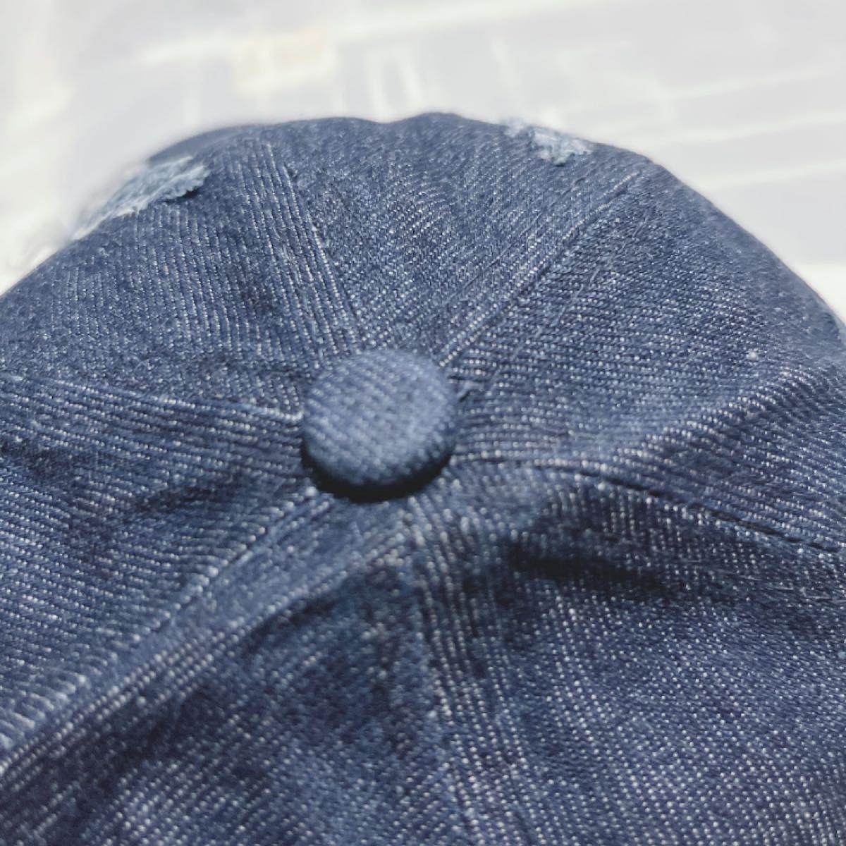 クラッシュデニム　キャップ 帽子 韓国　メンズ レディース UVカット デニム
