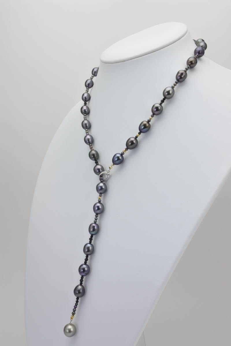 最初の 南洋黑蝶真珠 ネックレス K18ボール 淡水真珠 銀 ☆日本製 最大