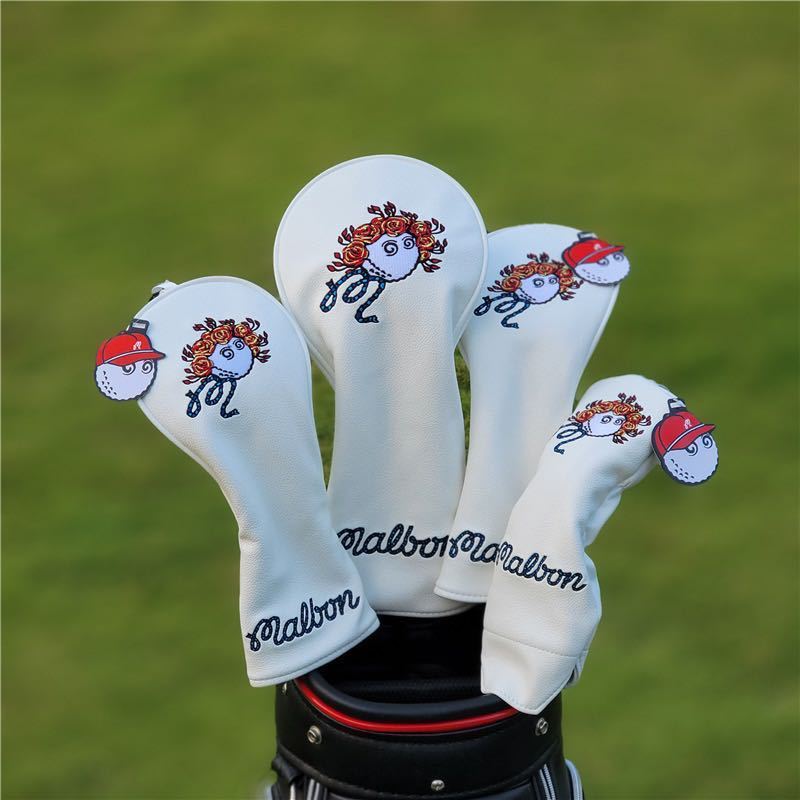 【限定版新品4点セット】MalbonGolfフローラマルボンゴルフクラブカバー白_画像1