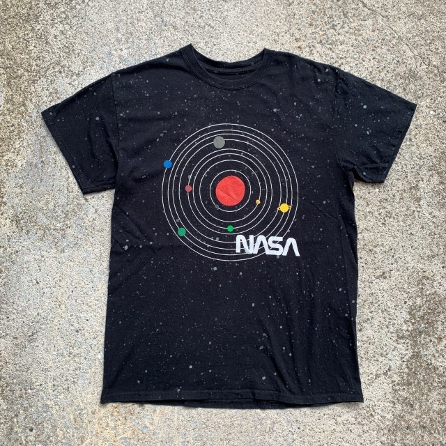 NASA 惑星 プリントTシャツ ブラック 黒■オールド アメリカ古着 レディース コットン ナサ 宇宙 太陽系