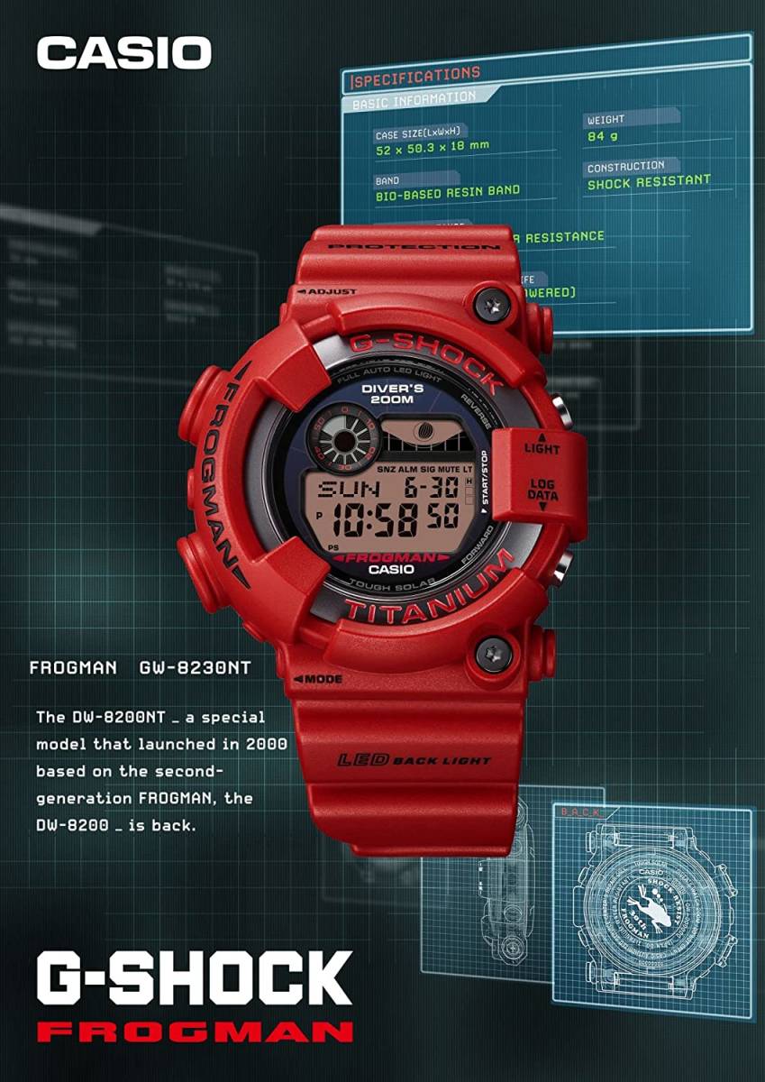 新品未開封 CASIO G-SHOCK 国内正規品 MASTER OF G FROGMAN 30th Anniversary GW-8230NT-4JR_画像2