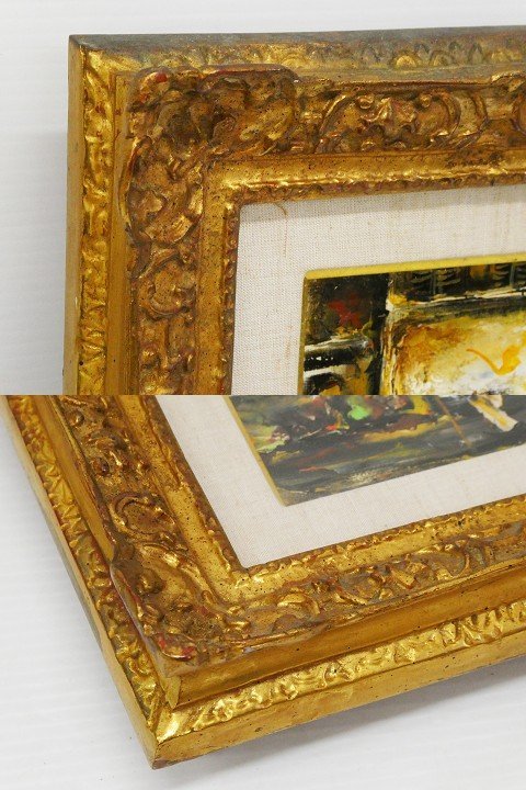 ♯ 肉筆 谷本ためひろ パリの朝 油彩 人物風景画 SM号 在銘 額装入り