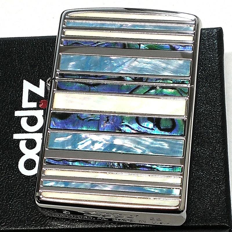 ZIPPO ライター シェルマルチボーダー ジッポ 綺麗 シルバー 鏡面 銀 天然貝 シェルインレイ おしゃれ レディース メンズ_画像2