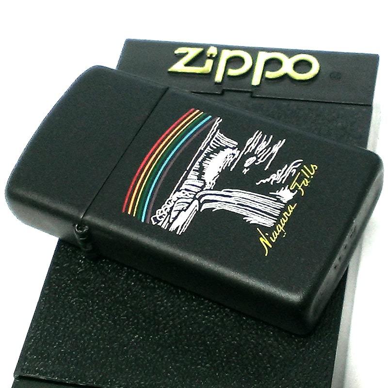ZIPPO ライター スリム ジッポ カナダ製 ナイアガラ・フォールズ 1999年製 オンタリオ製 滝 マットブラック 虹 メンズ ギフト_画像4