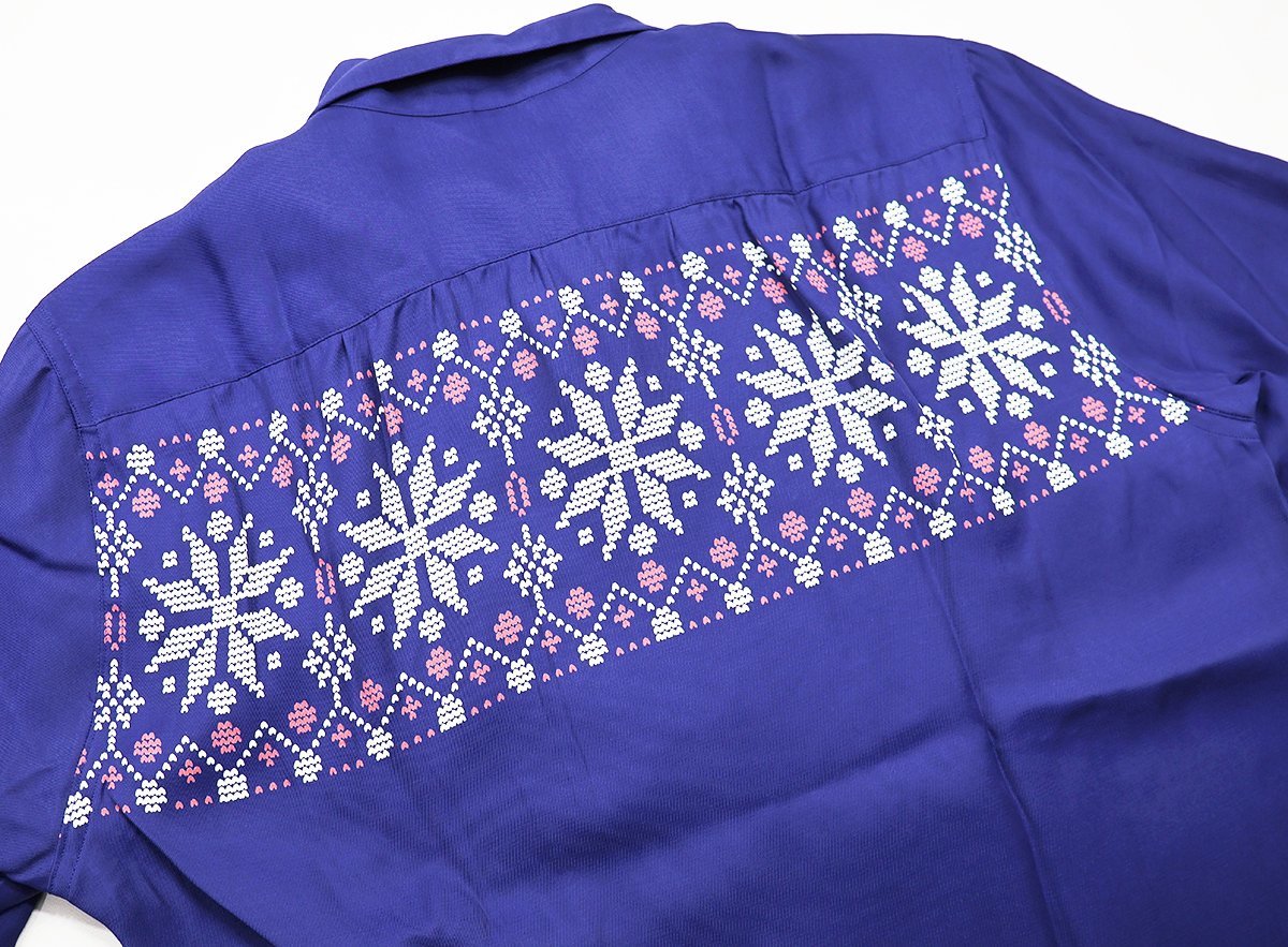 The Groovin High (グルービンハイ) 1940s Town Craft Style Rayon Shirts “Snow Pattern” / レーヨンシャツ 未使用品 ネイビー size M_画像6