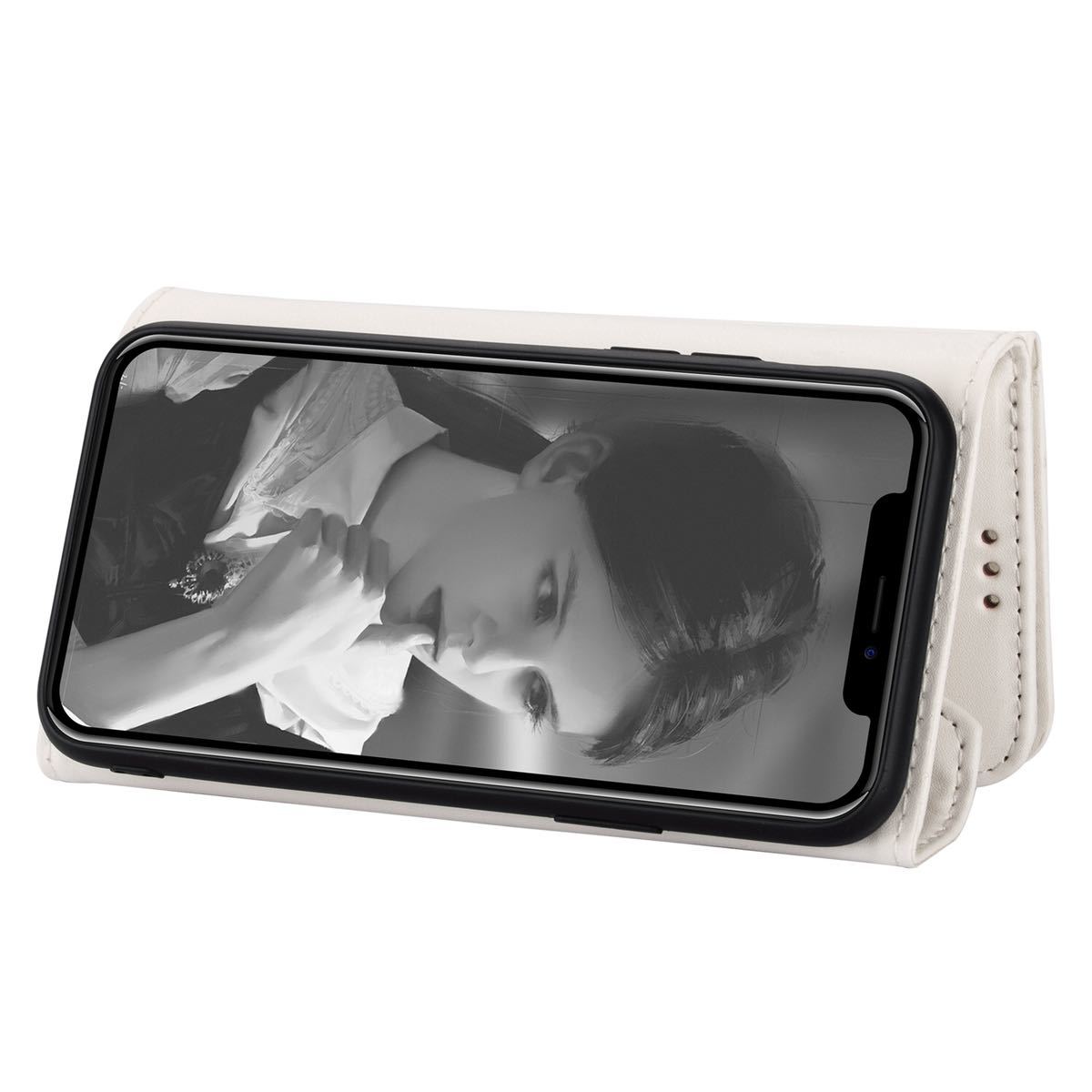 iphone8plus ショルダーケース iPhone7plus レザーケース アイフォン8プラス レザーケース 手帳型 カード収納 ホワイト_画像6