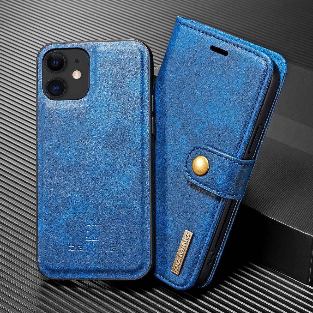 iPhone12 mini leather case iPhone 12 mini case iPhone 12 Mini leather case 5.4 -inch card storage notebook type removed possibility blue 