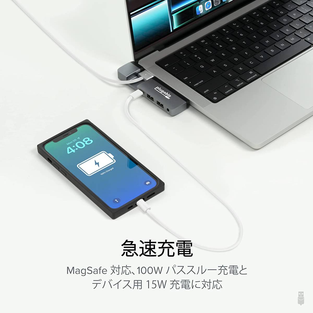 Plugable USB-C 5-in-1 ハブ MacBook Pro 14/16 インチ および Macbook Air M2 用 AMS-5IN1E_画像6