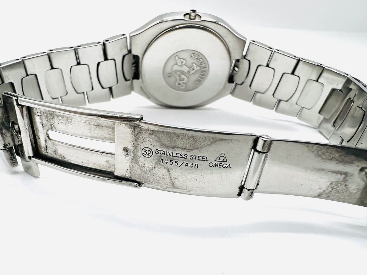 オメガ QZ 1455/448 シーマスター ポラリス YG×SS/TI×SS デイト 白文字盤 メンズ腕時計 5