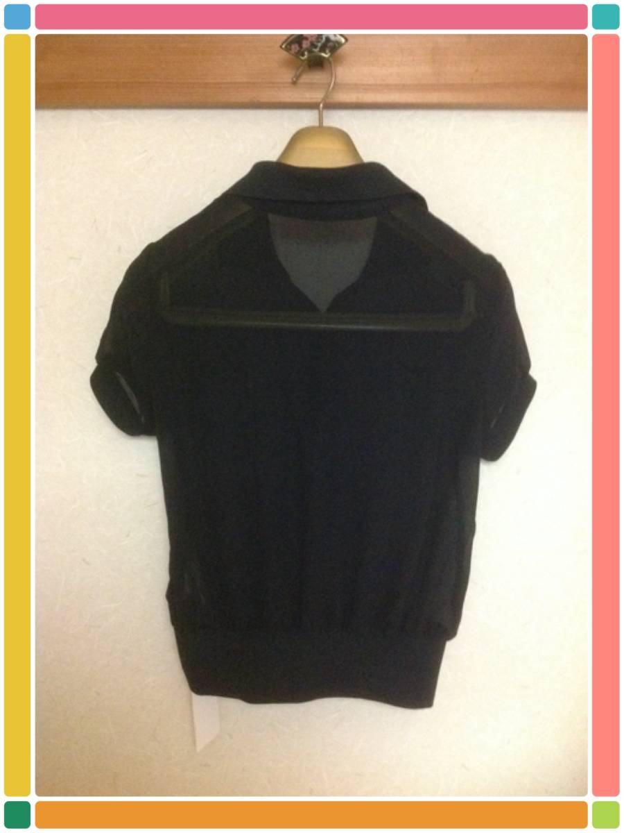 新品 EGOIST素敵シースルー定価5600夏服S-M elegant薄手透ける黒色ブラウス半袖ポロシャツス風リブ女性レディース上着トップス高級婦人服 新品 EGOIST素敵シースルー定価5600夏服S-M elegant薄手透ける黒色ブラウス半袖ポロシャツス風リブ女性レディース上着トップス高級婦人服
