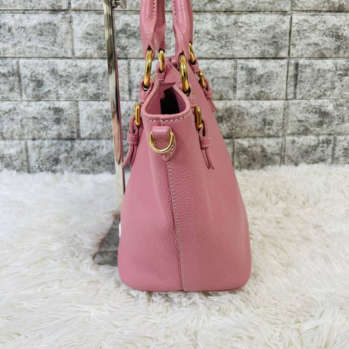 美品】ミュウミュウ 2way ハンドショルダーバッグ ピンク イタリア製