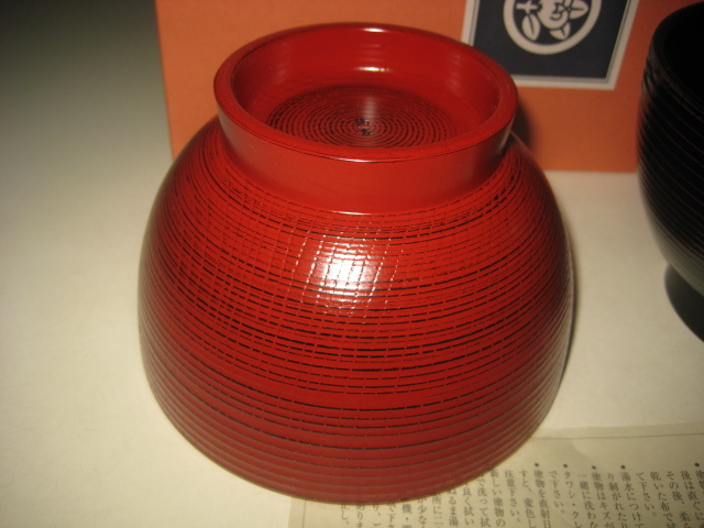 たち吉　根来・あけぼの　合鹿碗　(塗物）箱付　961-0766 山中漆器　汁碗　_画像4